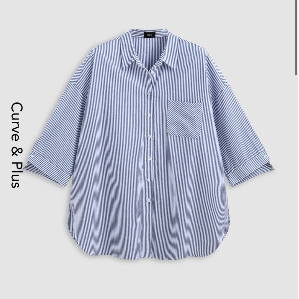 Striped Plus Size Button Down - Picture 2 of 5